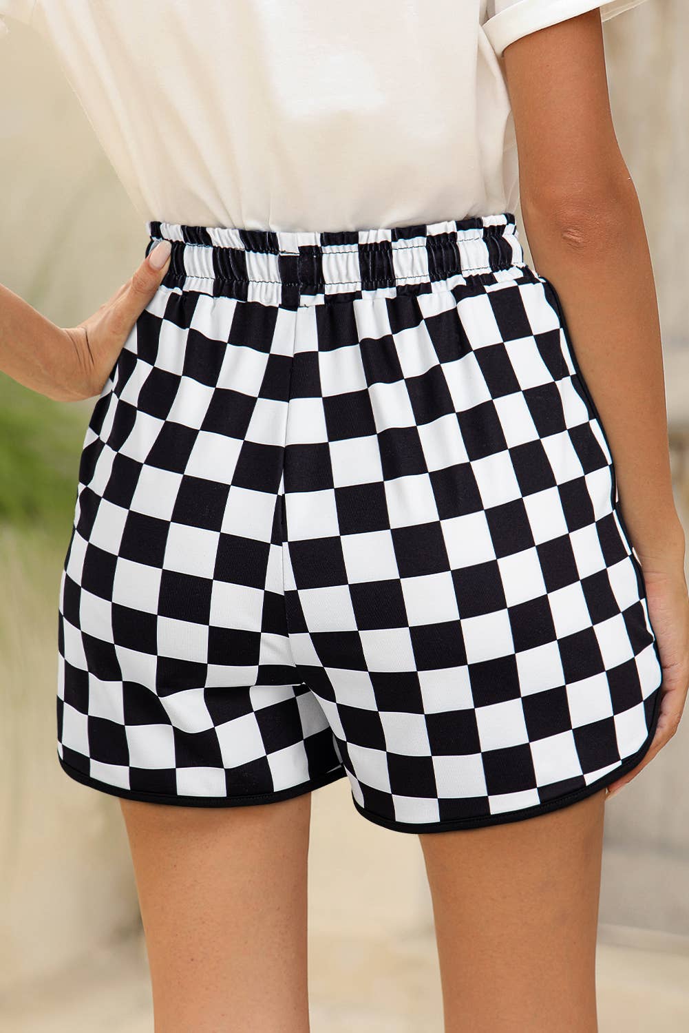Checkered Drawstring Elastic Waist Shorts | S-XL