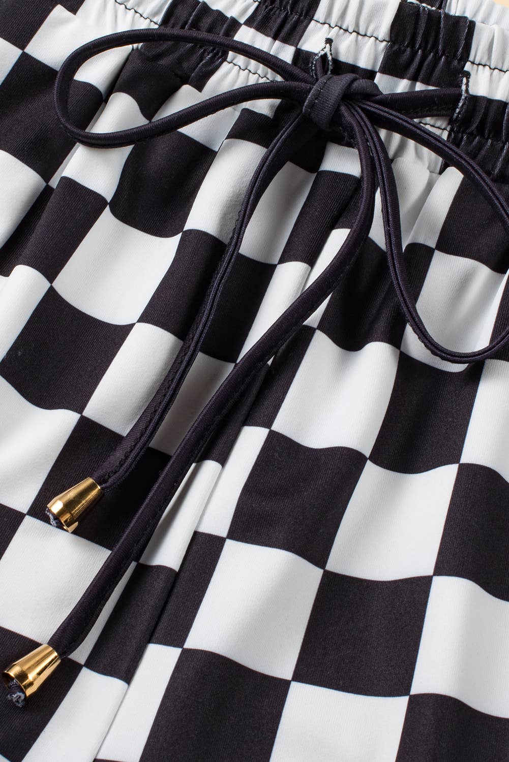 Checkered Drawstring Elastic Waist Shorts | S-XL