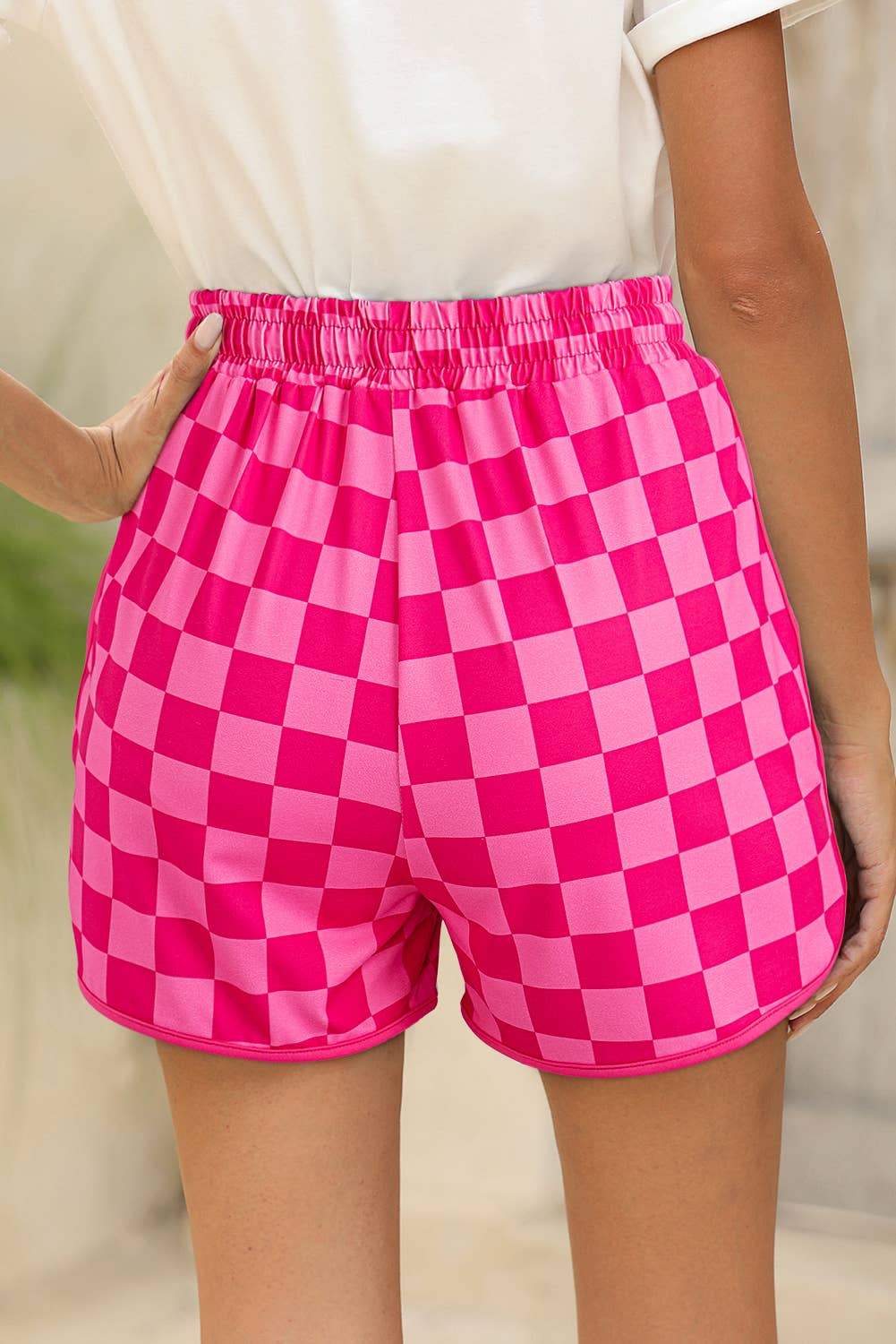 Checkered Drawstring Elastic Waist Shorts | S-XL