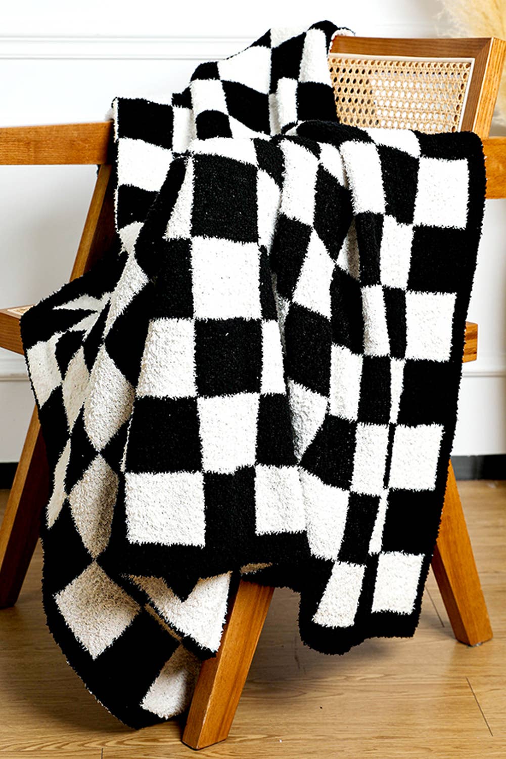 Plush Checkered Print Sofa Blanket 50*60inch