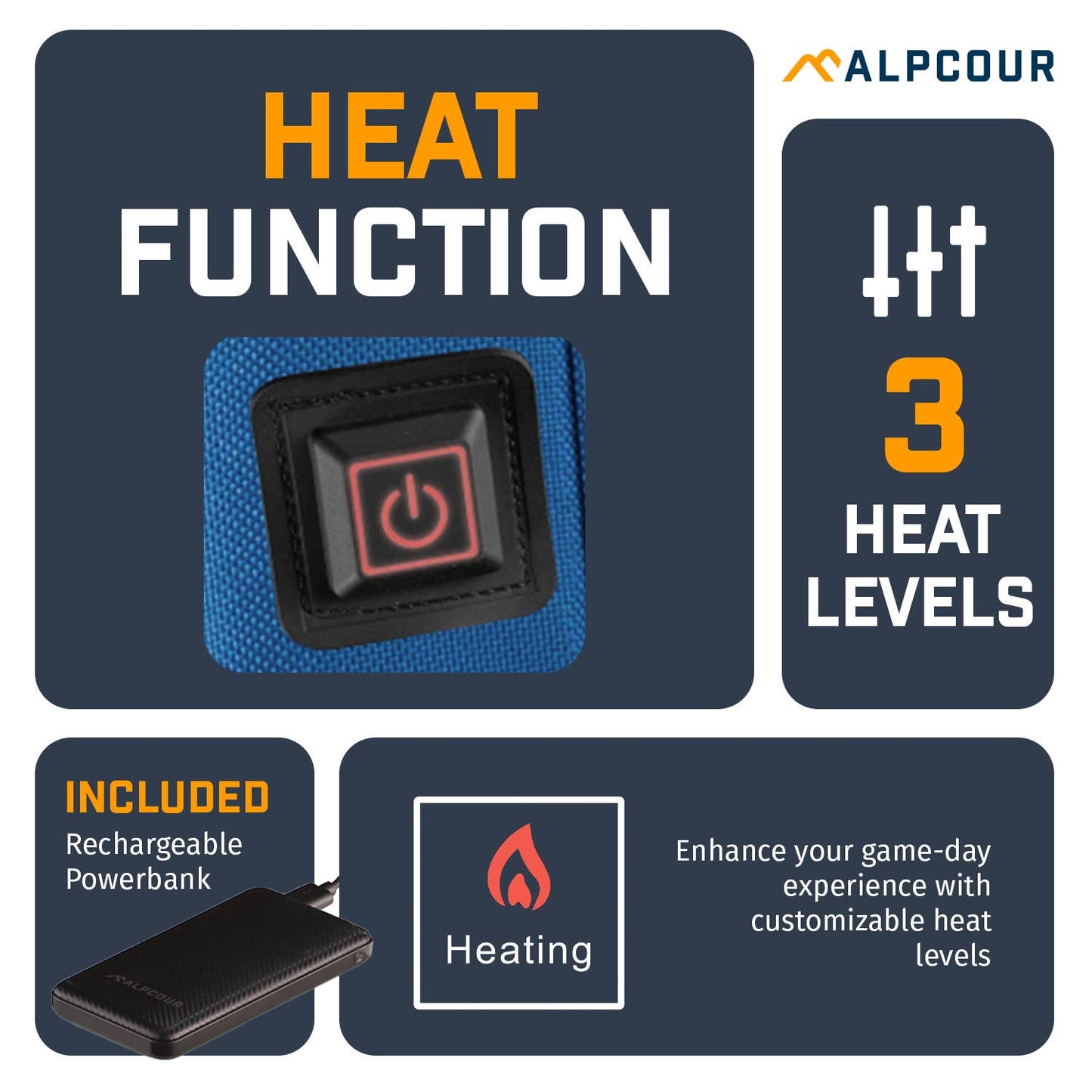 Heated Stadium Cushion with Pockets