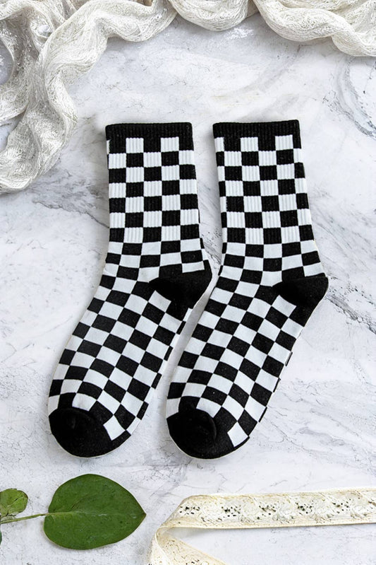 Checkerboard Print Tube Socks