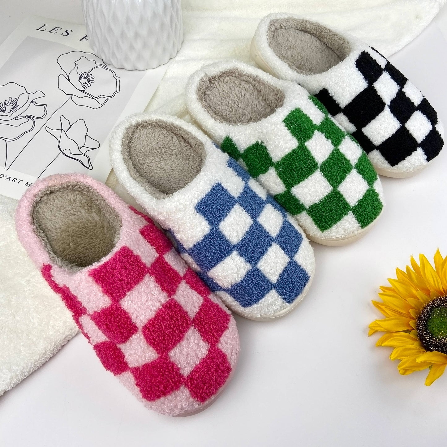 Checkerboard Cozy Indoor Slippers