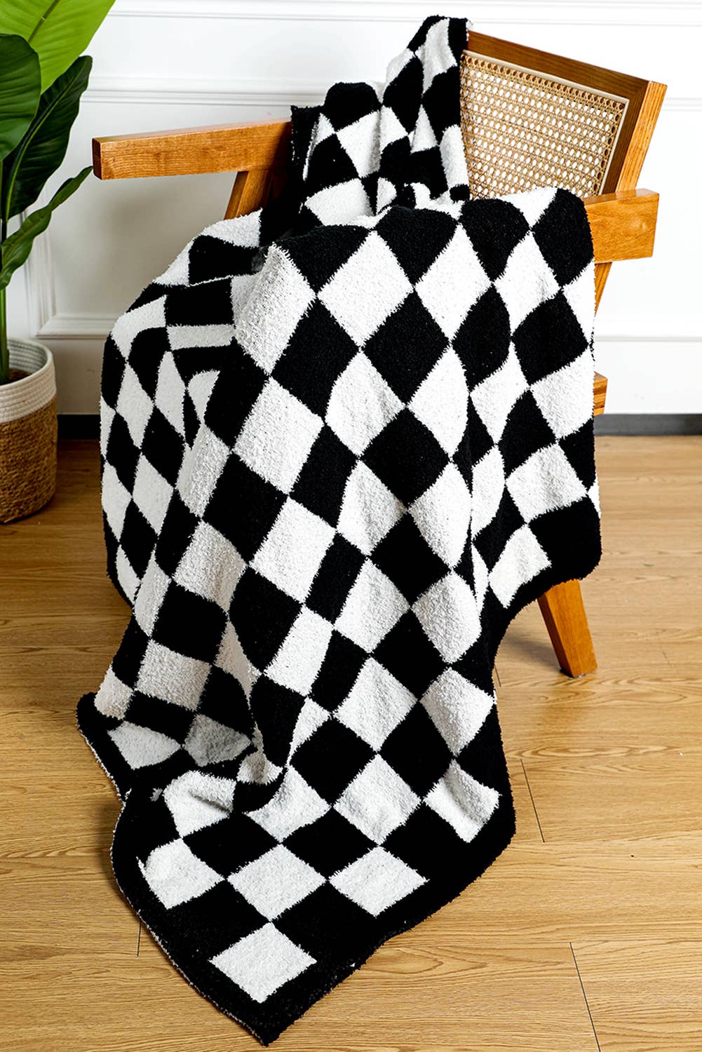 Plush Checkered Print Sofa Blanket 50*60inch