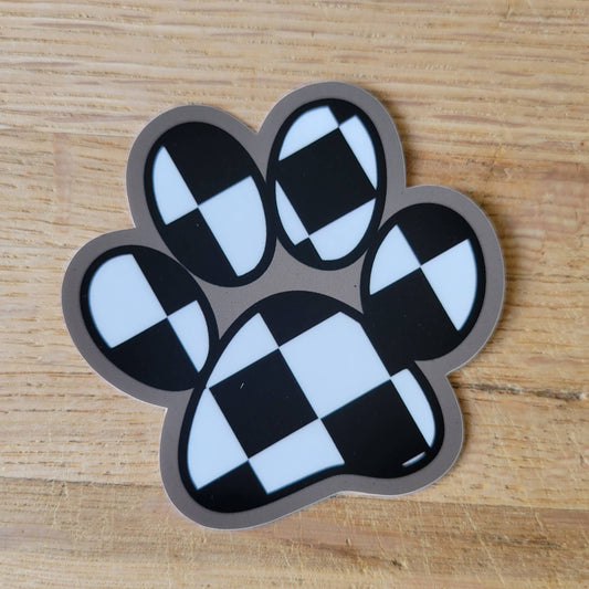 Checkered Paw Print Sticker