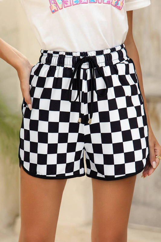 Checkered Drawstring Elastic Waist Shorts | S-XL