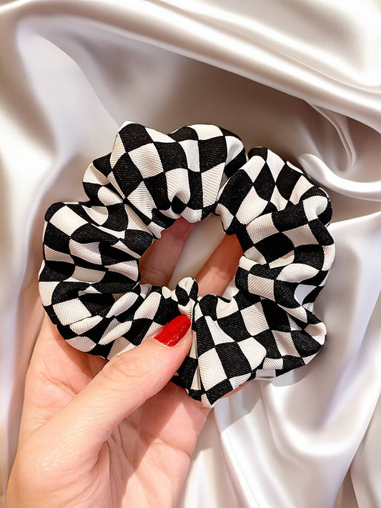 Checkered Hair Scrunchie
