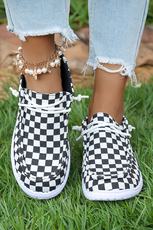 Checkered Print Slip Ons