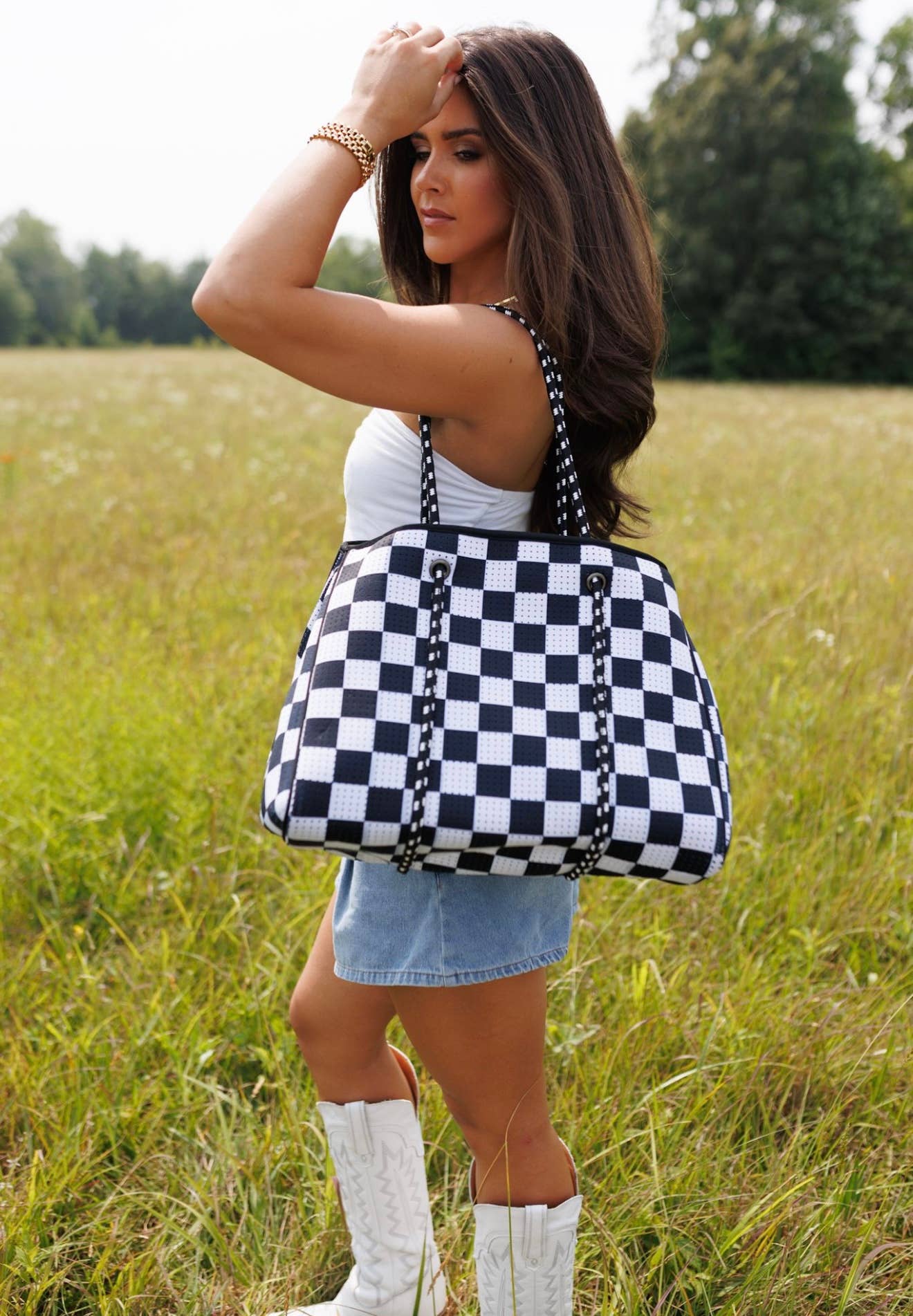 Large Tote in Checkerboard