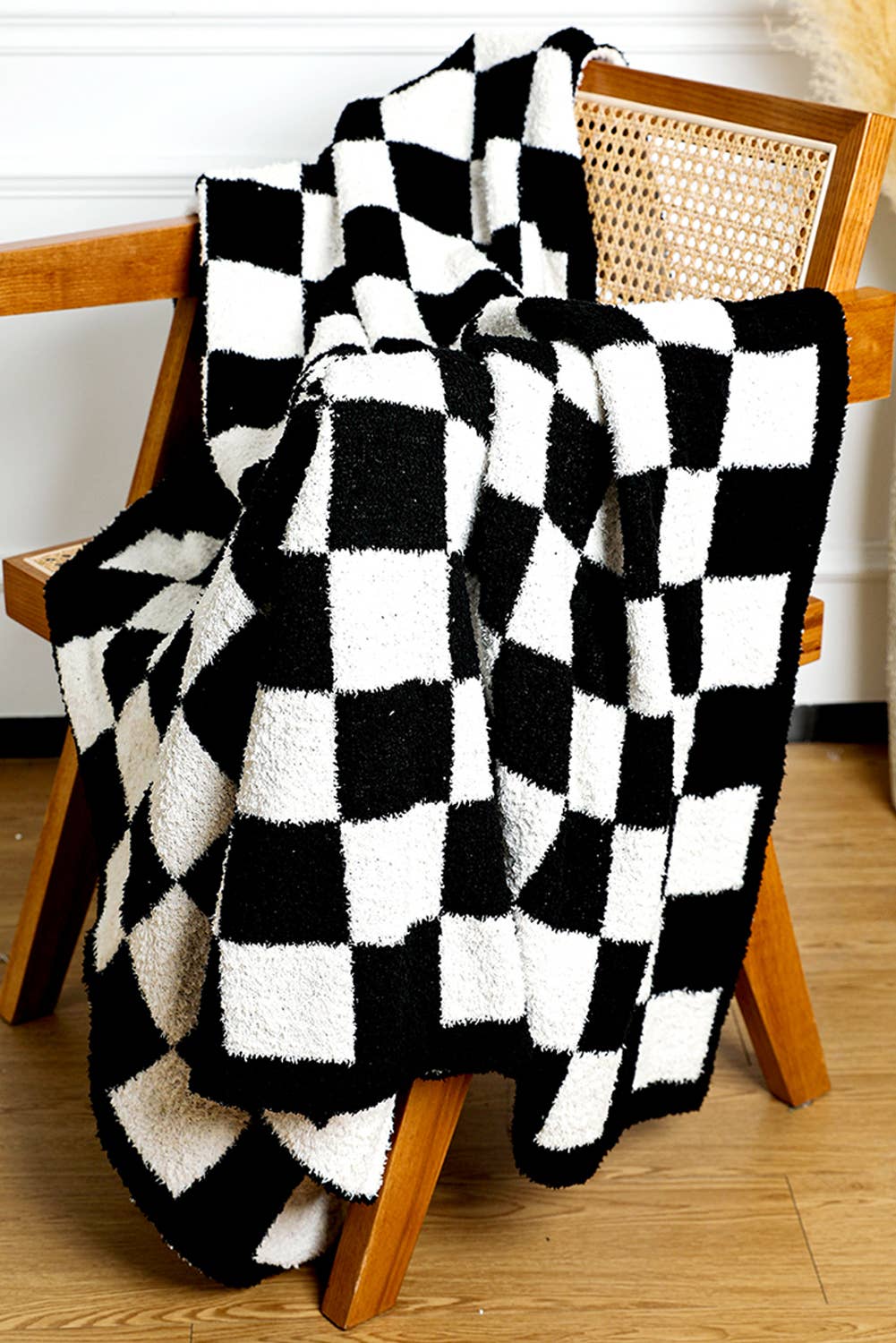 Plush Checkered Print Sofa Blanket 50*60inch